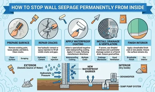 How to Stop Wall Seepage Permanently from Inside?